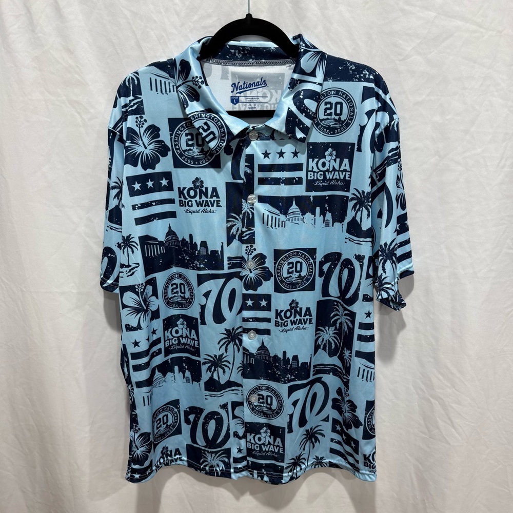 Washington Nationals Kona Big Wave Hawaiian Shirt Aloha MLB Button Up L Baseball
